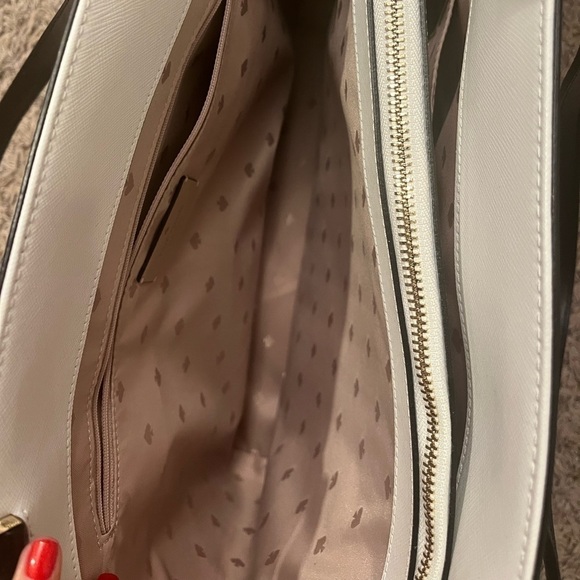 Kate Spade Staci Saffiano Color Block Large Laptop Carryall Tote Bag Beige NWOT - Picture 4 of 10